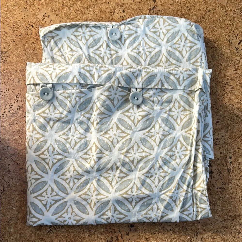 Geometric Tile Print Decorative Throw Pillow Cover - Mint and White
